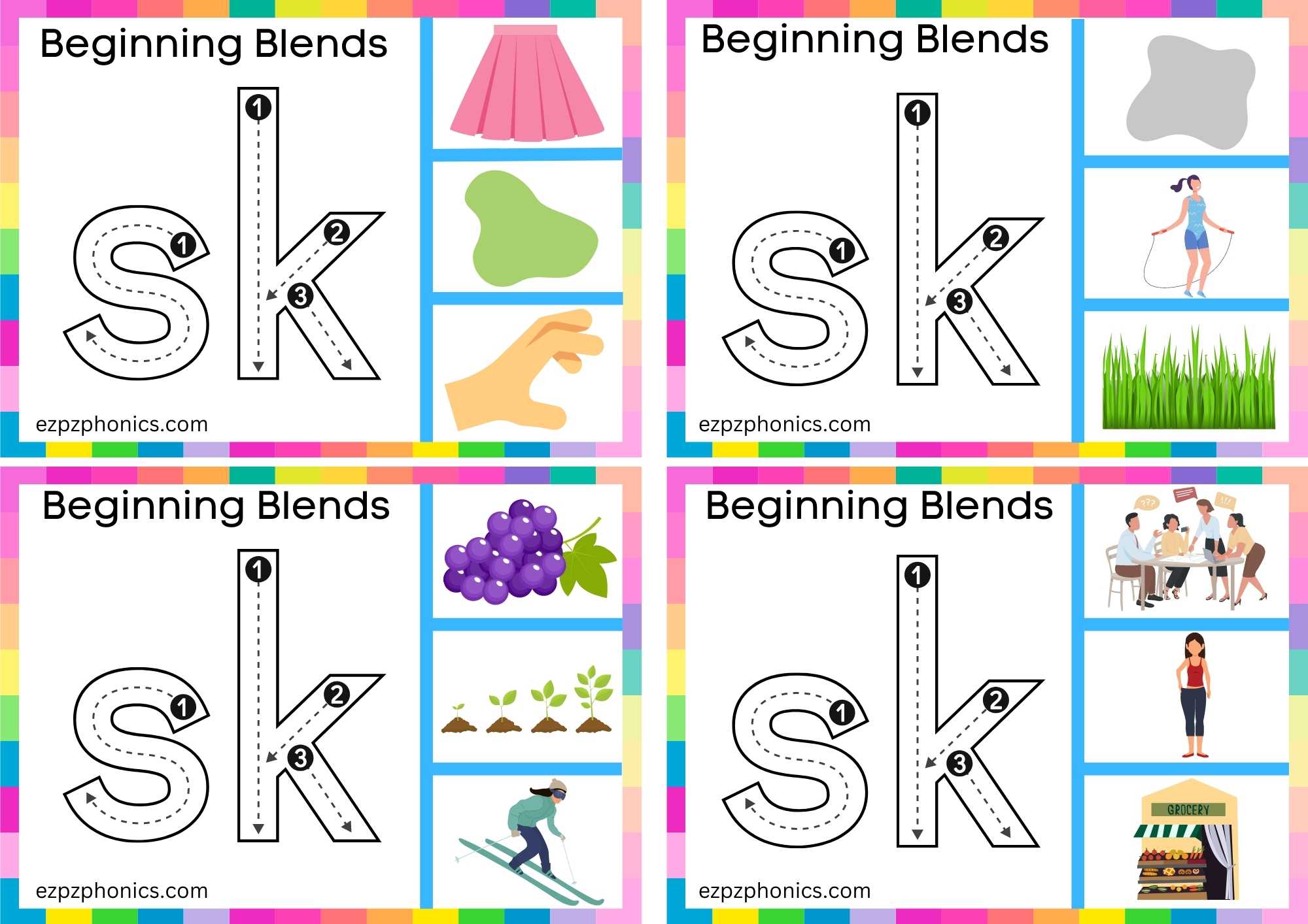 SK Beginning Blends Clip Cards Trace The Letters And Clip The Correct Image Set 1